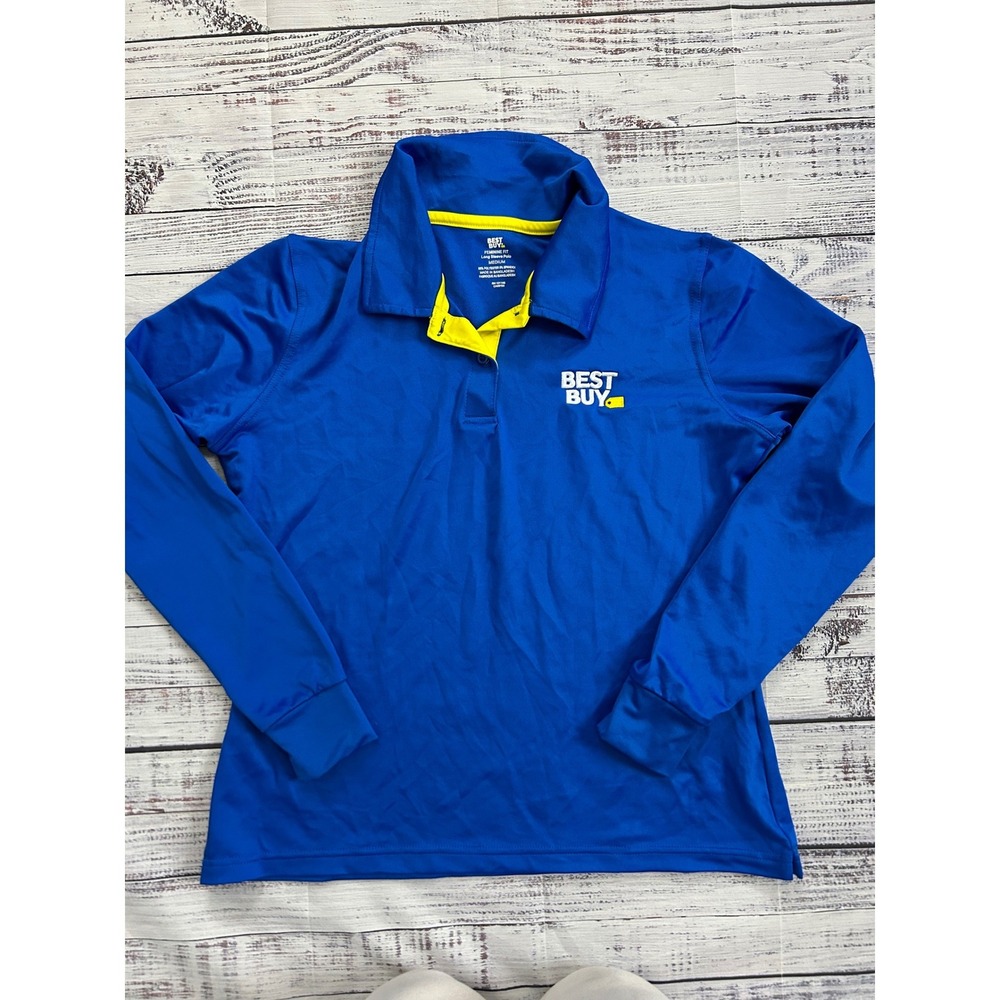 Best Buy Long Sleeve‎ Employee Workware Polo Shirt Blue Medium